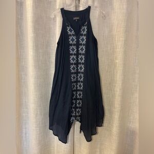 Luxology Navy Handkerchief Bottom Dress with White Aztec Detailing